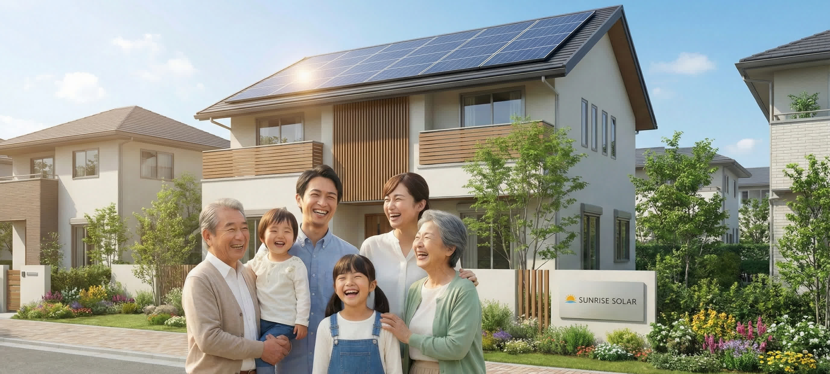 Happy Family with Solar Home